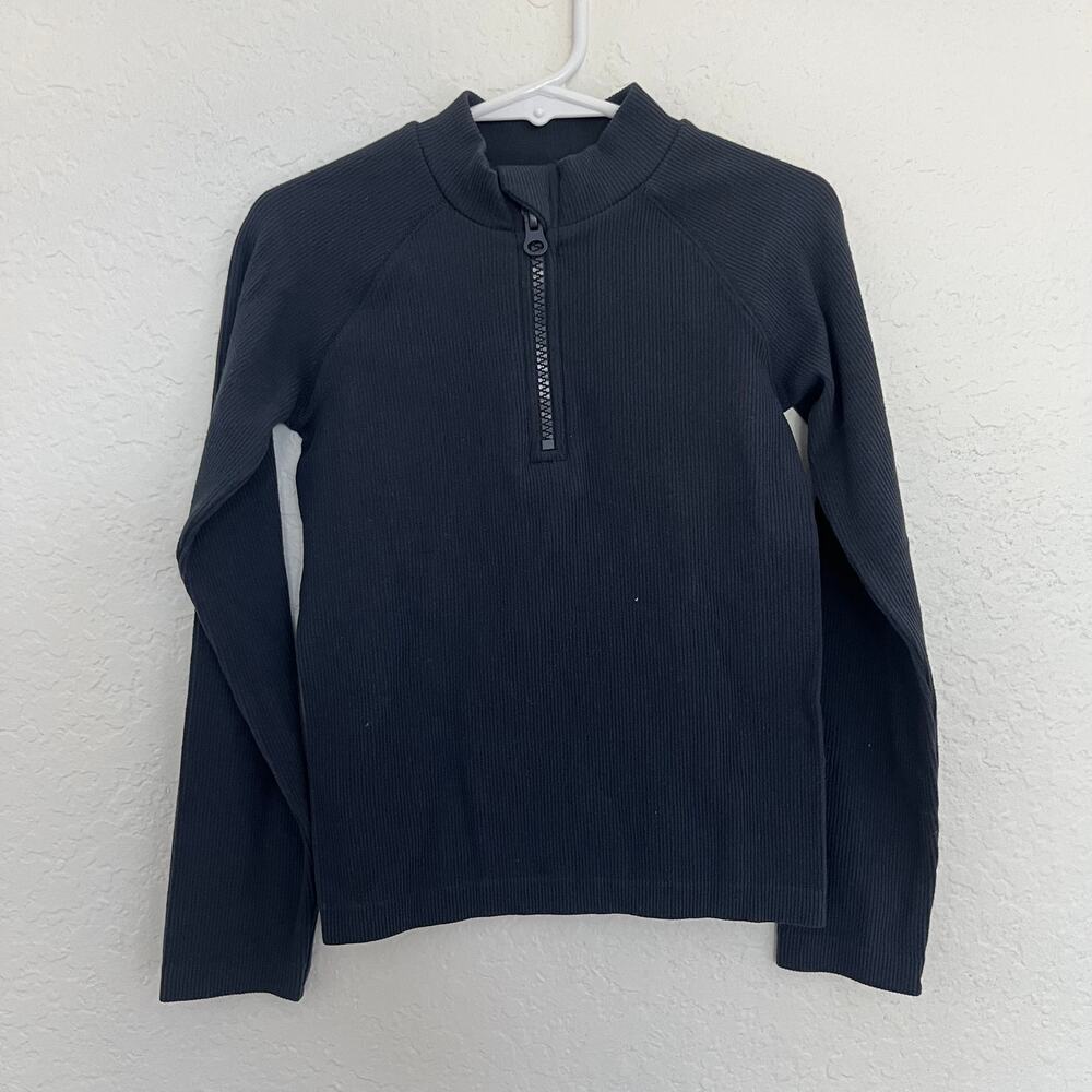 ZARA Kids Navy Ribbed Quarter-Zip Pullover Size 6/7Y NWOT